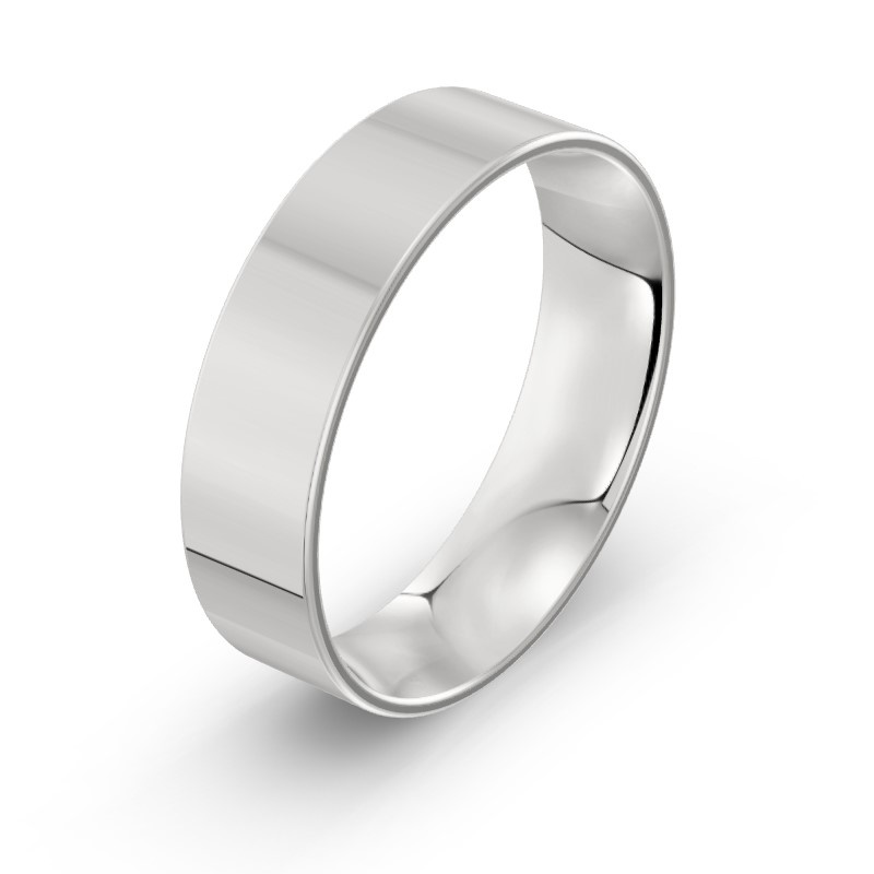 Męska obrączka ślubna klasyczna płaska 6mm białe złoto 585