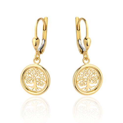 Kolczyki drzewko szczęścia w złotym kółku