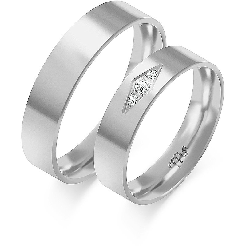 Obrączki ślubne płaskie z kamieniami 5mm żółte złoto 585