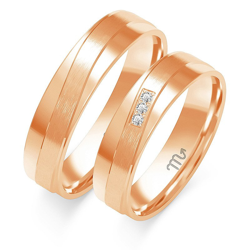 Obrączki ślubne płaskie 5mm z falą dwukolorowe żółte i białe złoto próba 585