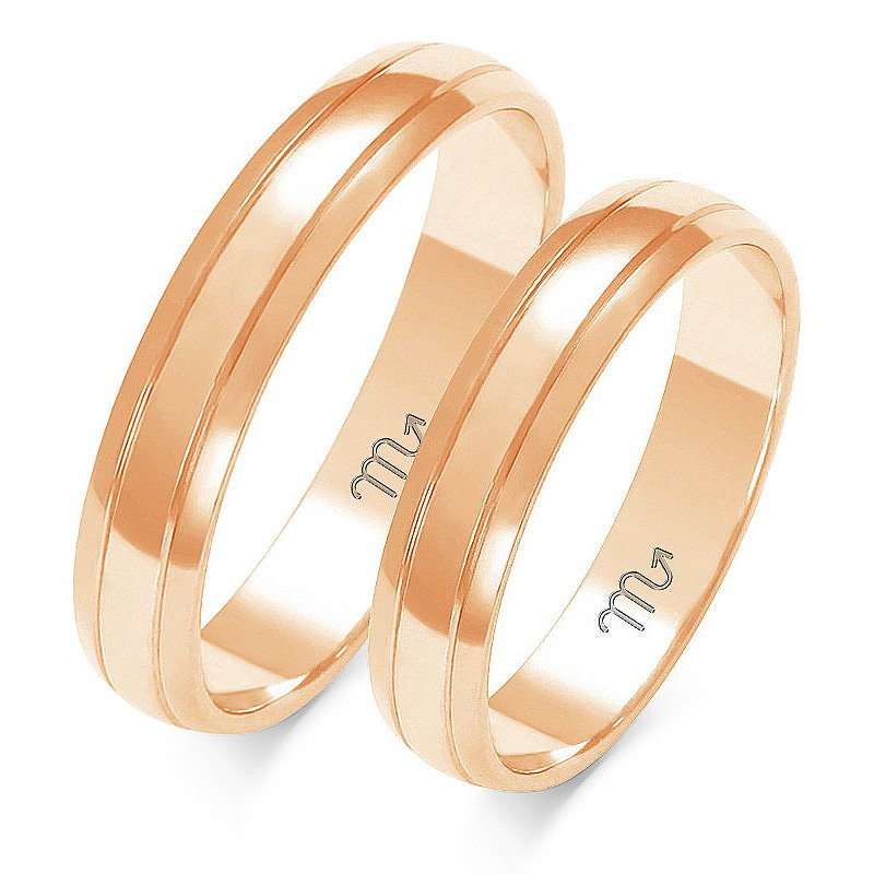 Obrączki ślubne półokrągłe 4mm z dwukolorowego złota żółtego i białego próba 585