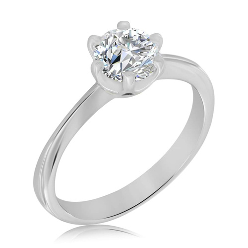 Biały pierścionek z brylantem syntetycznym