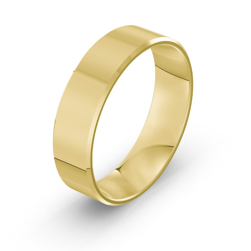 Męska obrączka ślubna klasyczna fazowana 6mm żółte złoto 585