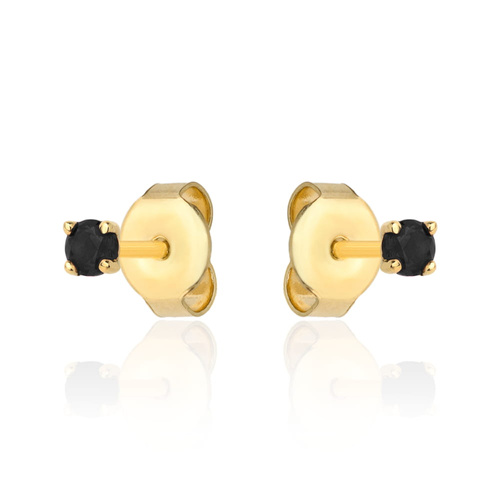 Kolczyki złote centralna czarna cyrkonia