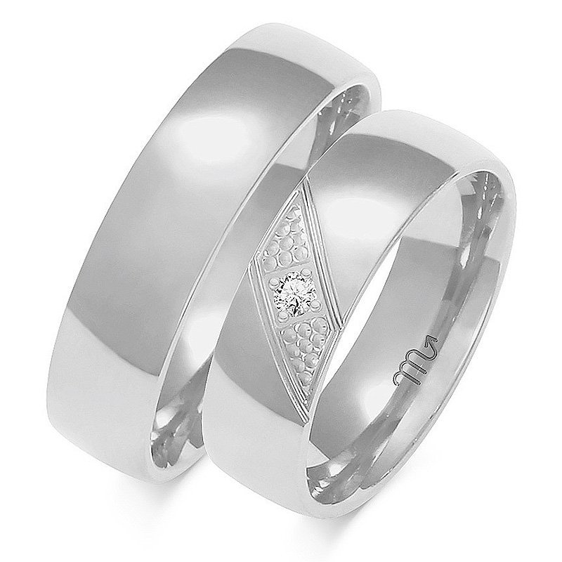 Obrączki ślubne półokrągłe 6mm z kamieniem próba 585