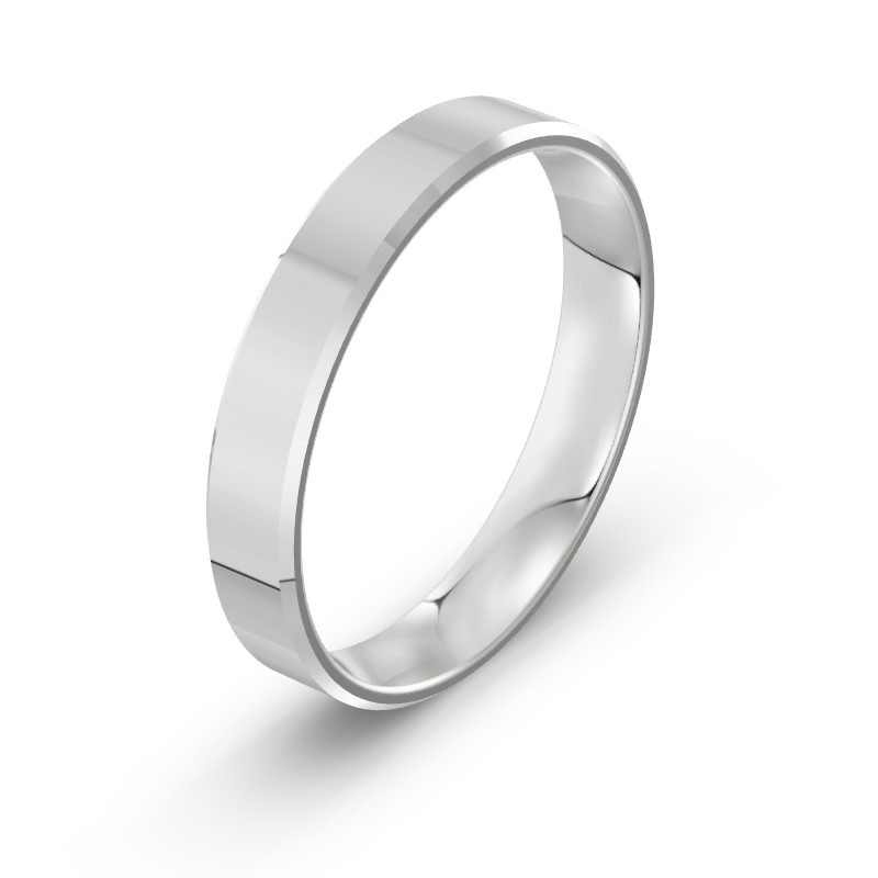 Męska obrączka ślubna klasyczna fazowana 4mm białe złoto 585
