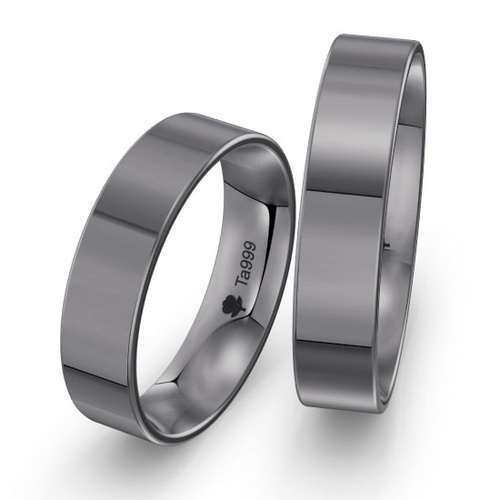 Klasyczne czarne obrączki ślubne płaskie wykonane z tantalu 5mm