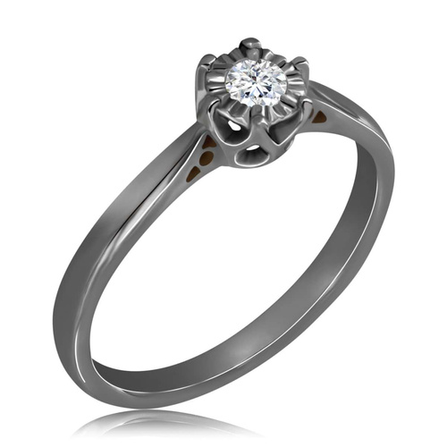 Czarny pierścionek z diamentem