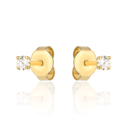 Kolczyki złote centralna biała cyrkonia