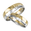 Męska obrączka ślubna półokrągła 5mm z EKG dwukolorowa żółte i białe złoto próba 585