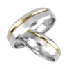 Obrączki ślubne płaskie z fazami 5mm dwukolorowe z białego i żółtego złota próba 585