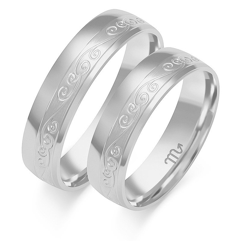 Obrączki ślubne półokrągłe ze wzorem 5,5mm półokrągłe dwukolorowe z żółtego i białego złota próba 585