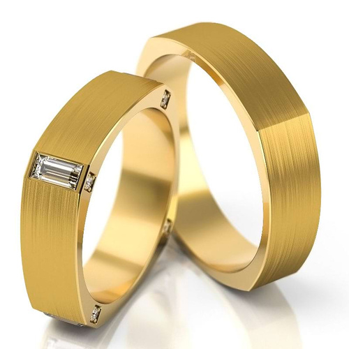 Obrączki ślubne nietypowe z kamieniami żółte złoto próba 585 