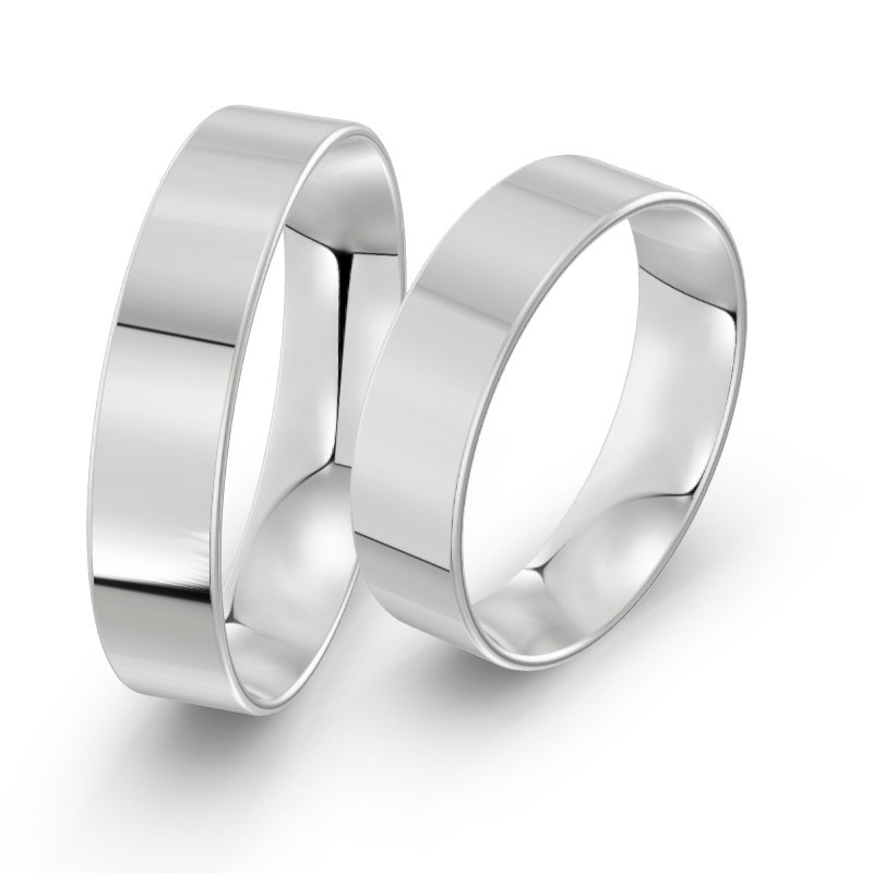 Obrączki ślubne klasyczne płaskie 5mm białe złoto 585 SLIM