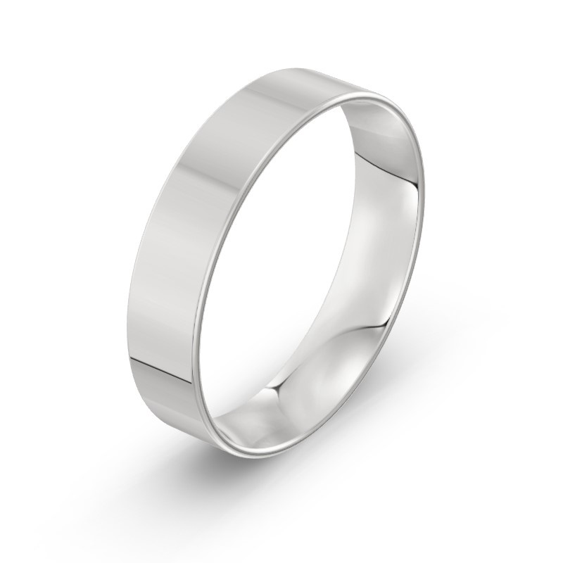 Damska obrączka ślubna klasyczna płaska 5mm białe złoto 585 SLIM