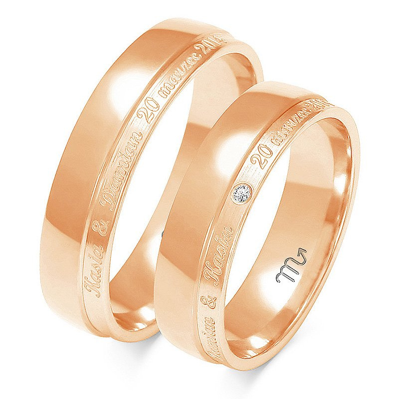 Nietypowe obrączki ślubne półokrągłe 5,5mm dwukolorowe złoto żółte i białe próba 585