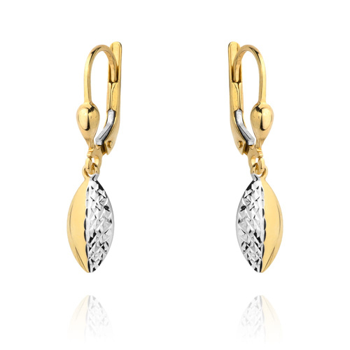 Kolczyki wiszące owal w dwa kolory złota