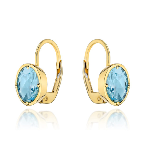 Kolczyki złote z kolekcji "COLORFUL STONE" - topaz owal