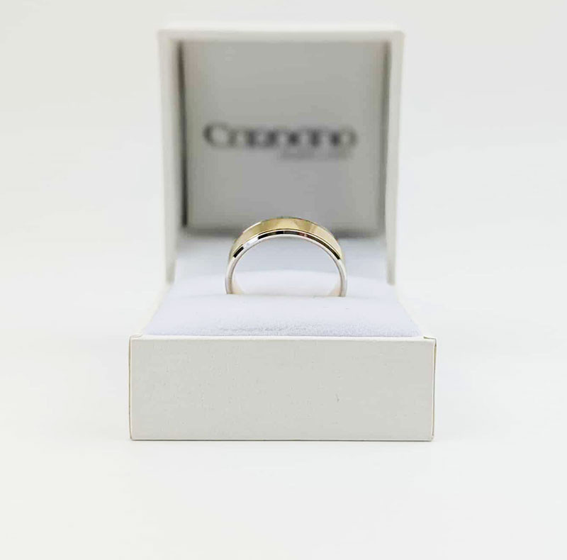 Złota obrączka 6mm dwukolorowa z białym złotem palladowym płaska fazowana