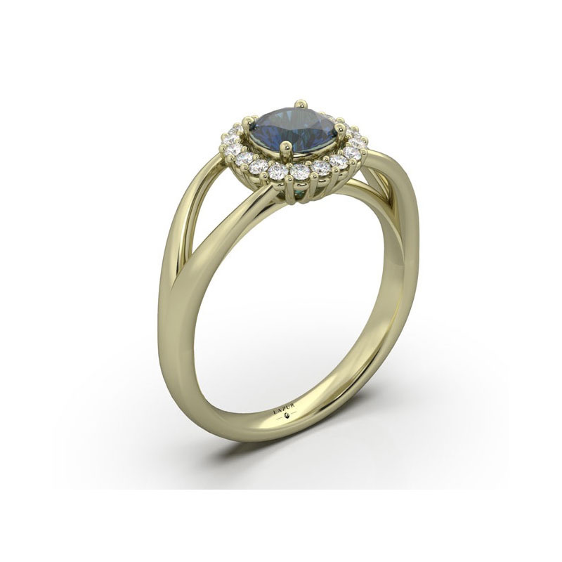 Złoty pierścionek z szafirem i brylantami
