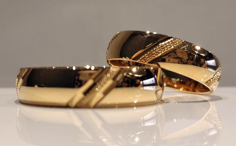 Obrączki ślubne półokrągłe ozdobne 5mm złoto próba 585