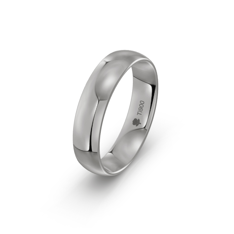 Klasyczna półokrągła obrączka tytanowa 5mm POLER