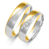 Obrączki ślubne półokrągłe 5mm z kamieniami dwukolorowe żółte i białe złoto próba 585