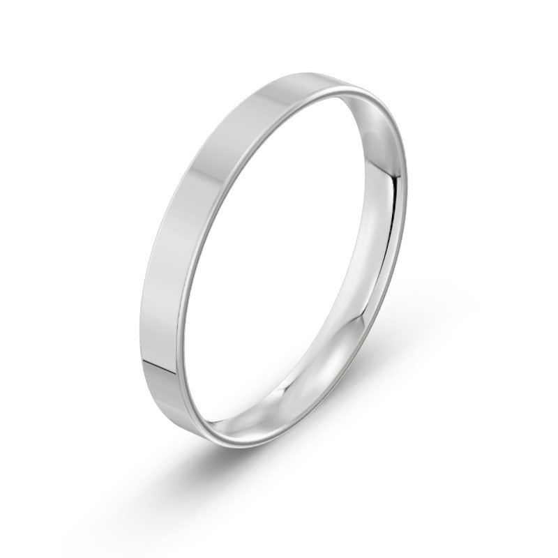 Męska obrączka ślubna klasyczna płaska 3mm białe złoto 585 SLIM