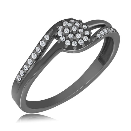 Elegancki czarny pierścionek z diamentami 