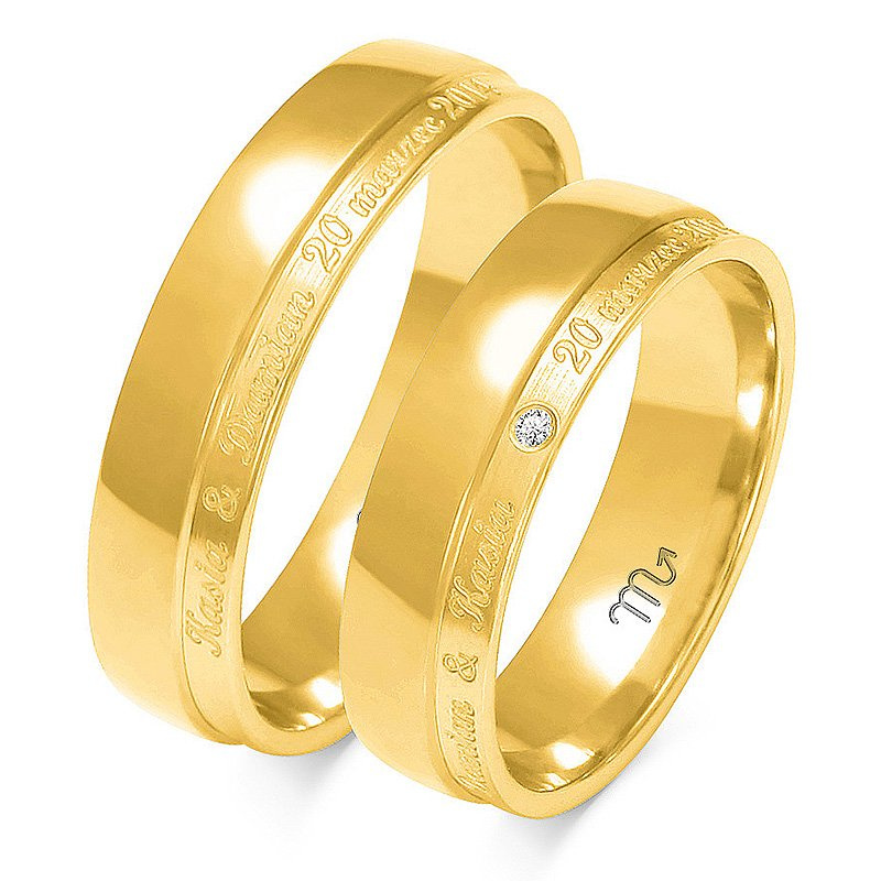 Nietypowe obrączki ślubne półokrągłe 5,5mm dwukolorowe złoto żółte i białe próba 585