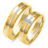 Obrączki ślubne fazowane 5,5mm z kamieniami dwukolorowe z żółtym i białym złotem próba 585