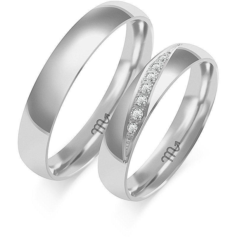 Obrączki ślubne półokrągłe 4mm z kamieniami żółte złoto 585