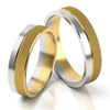 Matowe obrączki ślubne płaskie 5mm dwukolorowe złoto żółte i białe próba 585