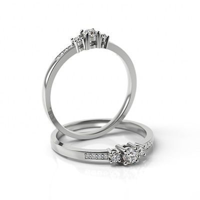 Pierścionek z brylantami z białego złota