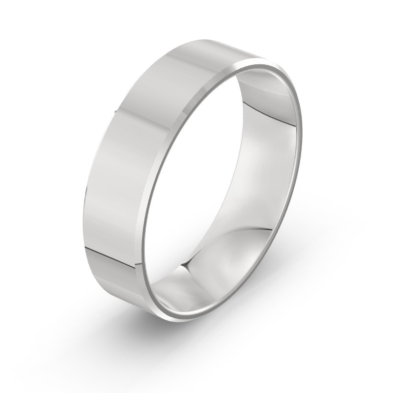 Męska obrączka ślubna klasyczna fazowana 6mm białe złoto 585