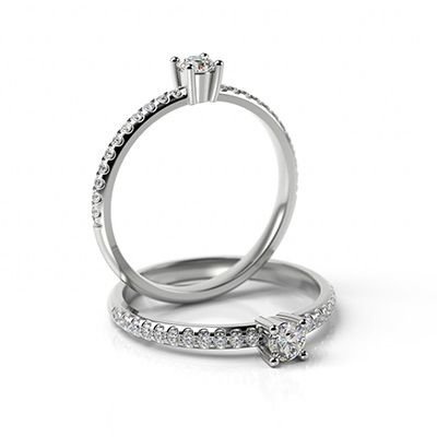 Pierścionek zaręczynowy z brylantami białe złoto 