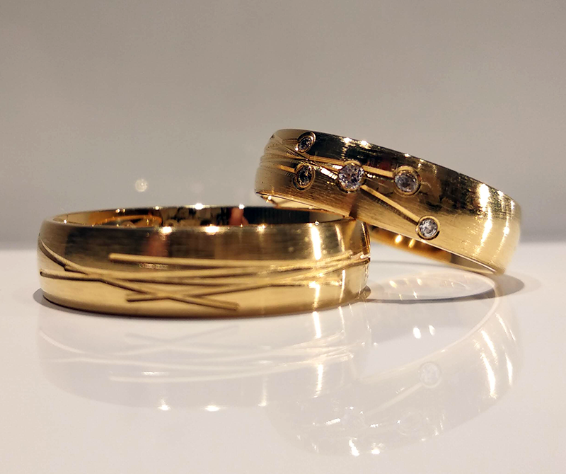 Obrączki ślubne ze wzorem półokrągłe 5mm próba 585