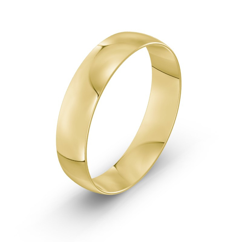 Męska obrączka ślubna klasyczna półokrągła 5mm żółte złoto 585 SLIM
