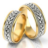 Obrączki ślubne w stylu boho 7mm dwukolorowe z żółtego i białego złota próba 585