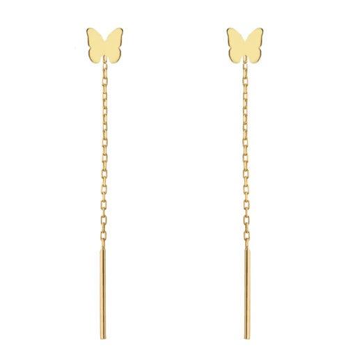 Kolczyki przewlekane złote pełny motylek