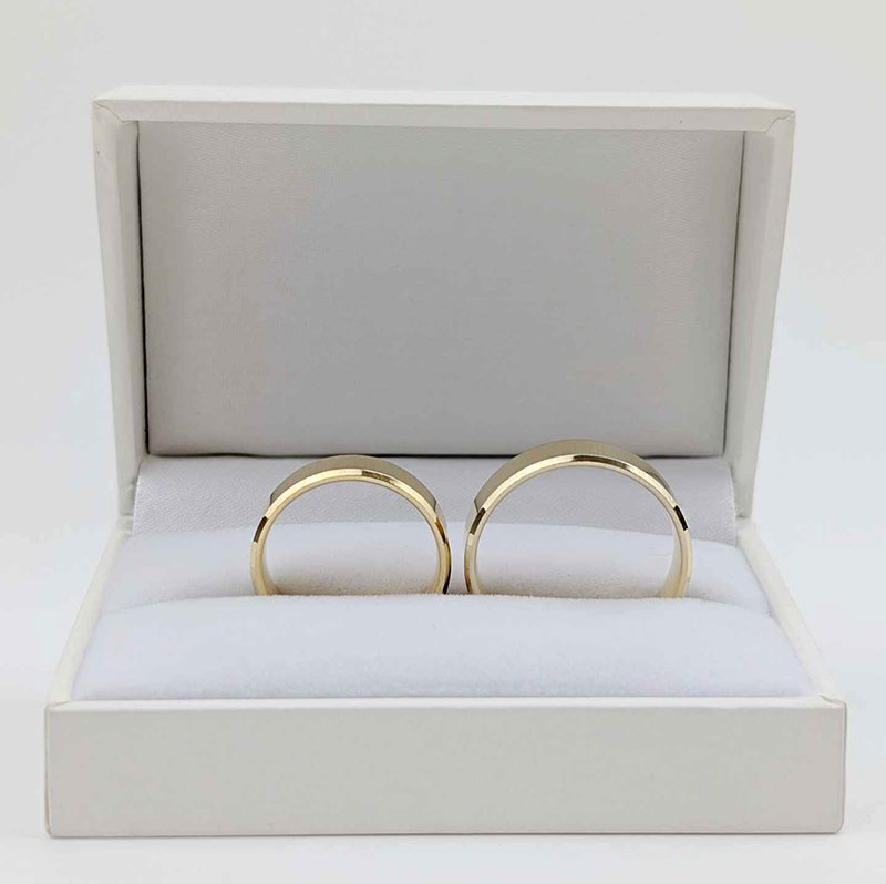 Obrączki ślubne klasyczne fazowane 6mm żółte złoto 585