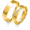 Obrączki ślubne fazowane z kamieniami 5mm żółte złoto 585