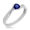 Elegancki pierścionek z szafirem i diamentami białe złoto 585