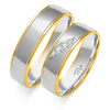 Obrączki ślubne z kamieniami 5,5mm dwukolorowe żółte i białe złoto próba 585