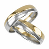 Obrączki ślubne półokrągłe z falami 5mm dwukolorowe z białego i żółtego złota próba 585