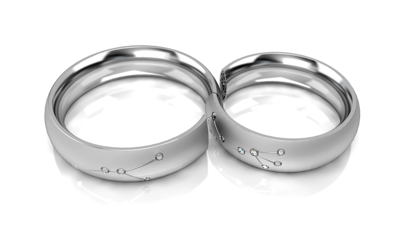 Obrączki ślubne półokrągłe 6mm RYBY białe złoto próba 585