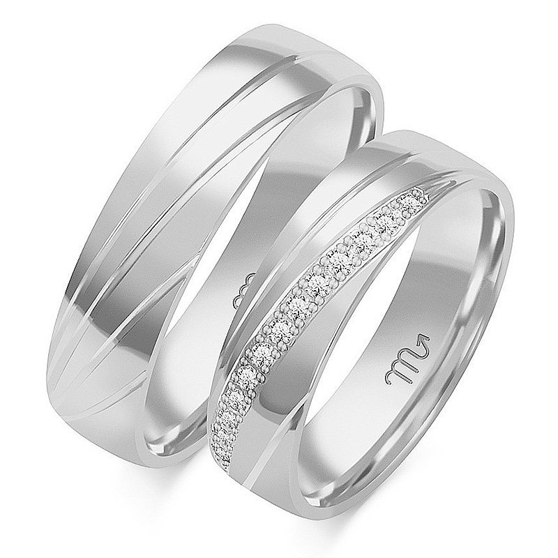 Obrączki ślubne 5,5mm ze wzorkiem i kamieniami złoto próba 585