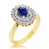 Pierścionek z szafirem i diamentami żółte złoto 585 
