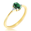 Żółty pierścionek ze szmaragdem i diamentami 