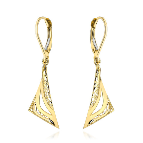 Kolczyki złote trójkąty i ażur